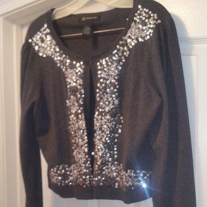 INC International Concepts Grey with Silver Sequins Sweater